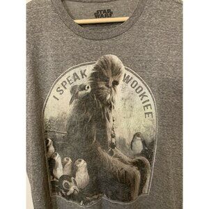 Star Wars Men's Sz L T Shirt I Speak Wookie Gray‎ Chewbacca
